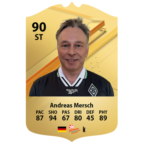 Goldene Spielerkarte im Stil von EA Sports FC von Andreas Mersch.